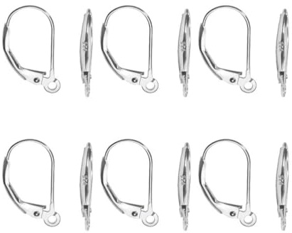 Milisten 8 StüCk 925 Sterling Silber D-Form Ohrring Haken, 16x9mm, Klappverschluss, SchmuckzubehöR FüR Frauen Und MäDchen
