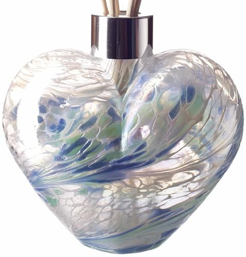 Amelia Art Glass Reed Diffuser Heart - White, Sage & Blue, NORMAL, JNS_474315