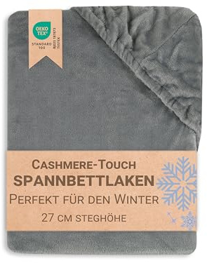 ZOLLNER Spannbettlaken in 180-200x200 cm - mit eingearbeitetem Gummibund - Mikrofaser - in grau - waschbar bis 30°C - Hotelqualität - Oeko Tex® Zertifiziert