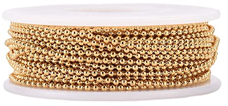 Cheriswelry Kugelkette 1,5 mm Edelstahl Jalousie Perlenverlängerung mit Spule für Schmuck Halskette Armband