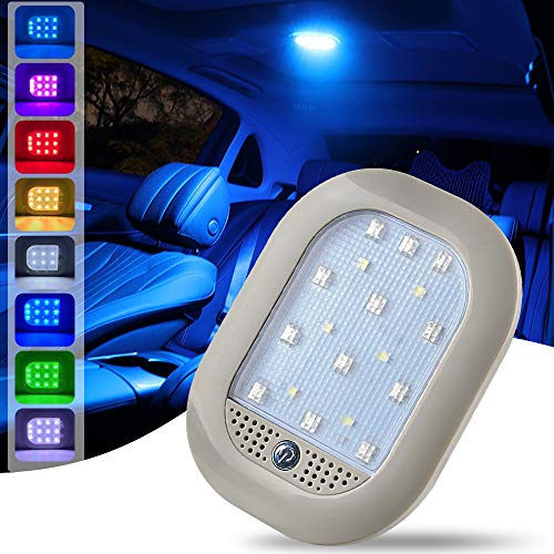 Teguangmei Plafonnier d'intérieur LED pour voiture – Rechargeable par USB 8 couleurs avec commande vocale pour voiture, camping-car, camion, placard, armoire, camping, chambre à coucher