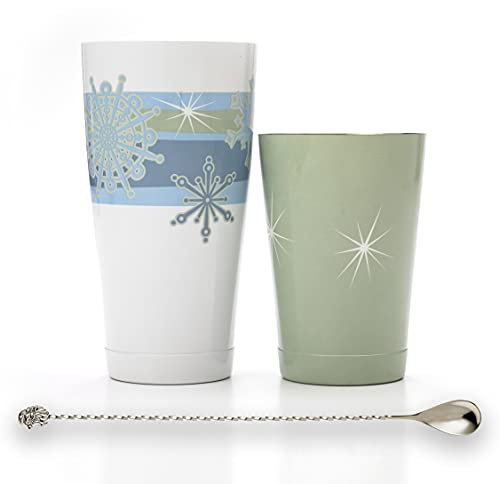 Holiday Snowflakes Shaker à cocktail avec cuillère Père Noël