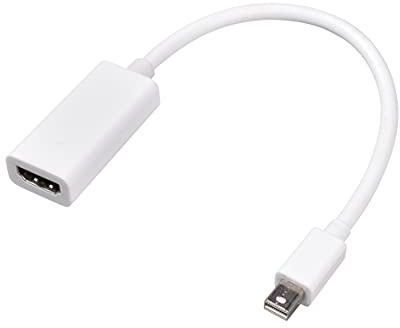 APM Adaptateur Mini DisplayPort vers HDMI, Mâle/Femelle, 15 cm, Compatible MacBook, iMac, Surface, TV, Moniteur, Projecteur, Connecteur HDMI Doré, Couleur Blanc et Or 590476