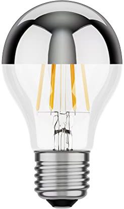 ledscom.de Bombilla LED E27, A60, blanco (3900 K), 6,6 W, 646lm, espejo de cabeza (plateado)
