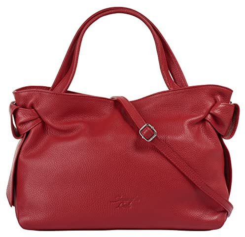 Samantha Look Handtasche Echt Leder Damen 021331 Made in Italy, Stilvolle Leder Tasche mit Reißverschluss, Einsteckfächern und Tragehenkeln, Smartphonefach