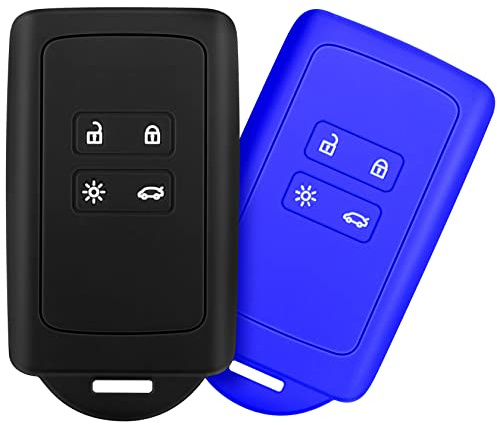 Yosemy 2 STK Autoschlüssel Hülle kompatibel mit Renault 4-Tasten Smartkey Autoschlüssel, Silikon Schlüsselhülle (nur Keyless Go) -Schlüssel Hülle für Clio/Espace 5 / Master Bus/Talisman usw.