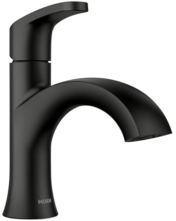 Moen Karis 84346BL Einhebel-Einloch-Waschbeckenarmatur mit optionaler Deckplatte, Schwarz