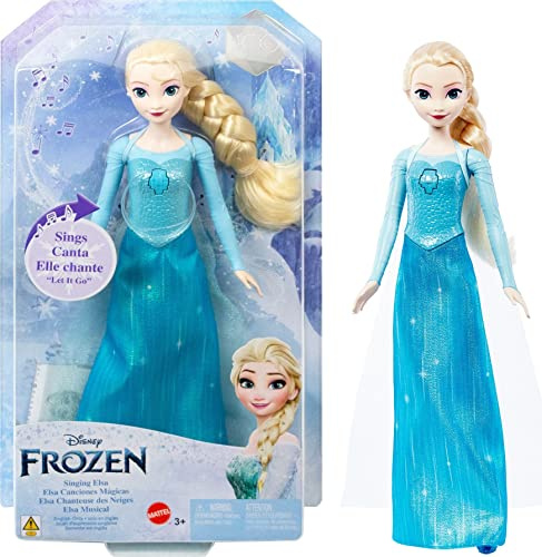 Disney Die Eiskönigin Elsa Puppe, Die Eiskönigin Puppe, kämmbare blonde Haare, beweglich, ausziehbare Schuhe, Disney Geschenke, Spielzeug ab 3 Jahre, HLW47