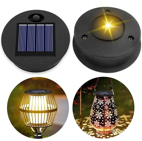 Solar Ersatzdeckel 7 cm für Solarleuchte Außenlaternen, 1.2V 600mAh, IP44 Ersatzmodule für Solarlampen Warmweiß Licht, LED Solarmodule ersatz für Garten Laterne Terrasse Beleuchtung, 2 Stück