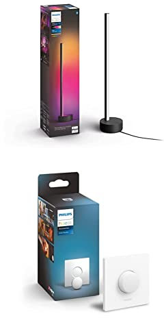 Philips Hue Signe Gradient White & Colour Ambiance Smart Table Light LED with Hue Smart Button [Black]. Works with Alexa, Google Assistant and Apple Homekit