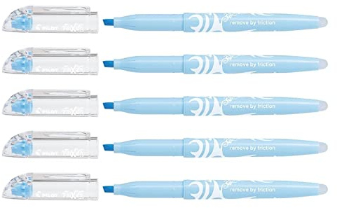 PILOT Frixion Light Natural Textmarker, abgeschrägte Spitze, Himmelblau, 5 Stück