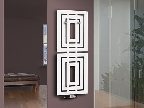 BADHEIZKÖRPER Design Insight 2 162x60cm 1224 Watt weiß (+ 2 Knopfhalter) SZAGATO handtuchwärmer handtuchtrockner handtuchhalter paneelheizkörper vertikal mittelanschluß flachheizkörper