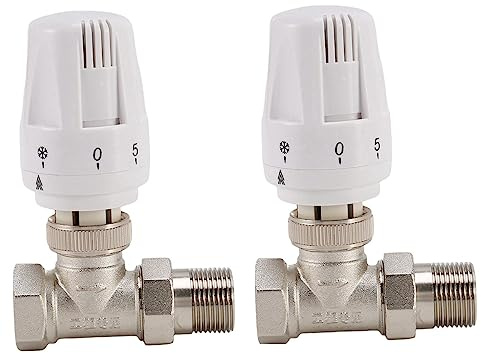 CENMEN 2 x Thermostatventil für Heizkörper, Messing, 3/4 Zoll, Typ gerade, DN20, automatische Temperaturregelung, Fußbodenheizung