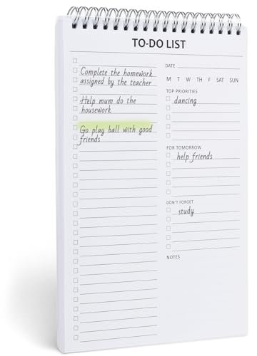 Koogel To-Do-Listen-Notizblock, 16,5 x 25,4 cm, Planer, Notizbuch, 80 Blatt, Tagesplaner, Aufgaben-Checkliste für Arbeit, Schule, Zuhause, persönlich organisiert