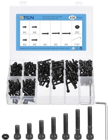 DTGN Juego de 436 Piezas Surtido de Tornillos Métricos Kit de Pernos y Tuercas M6 Acero de Grado 12.9 Tornillos de Cabeza Hexagonal M6X12/16/20/25/30/35/40mm con Llave Inglesa