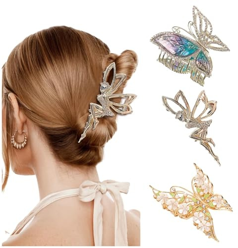3 Stück Schmetterling Haarspangen Kraeoke Fischschwanz Haarklammer Weizen Hair Clips Tulip Hinterkopfclip Große Blumen Haarspange (Kombination 7)