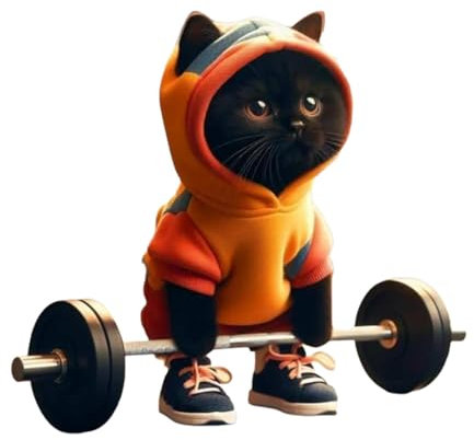 Katzenfiguren – niedliche Langhantel-Katzenfigur, Sammelfiguren, Tischdekoration, Übung, Katzenfigur, Workout-Katzenskulptur, Langhantel-Katzenstatue, Skulptur für Katzenliebhaber und