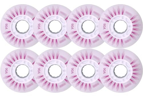 NBTRXWAFR Inline-Skate-Rollen 90A, LED-Leuchtrollen, Rollschuh-Rollen Flash-Inline-Skates-Ersatzrollen (8Er-Pack),Rosa,70mm