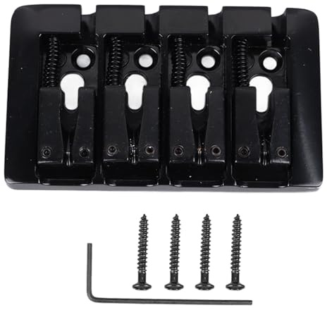 Bassbrücke, 4 Saitige Vintage E-Bassbrücke CNC Metall L Förmige Gitarren Sattel Steg Saitenhalter Hardtail Sattel Steg Gitarren Bass Bridge Steg Musikinstrumente Zubehör Für E-Gitarren Bass Jazz