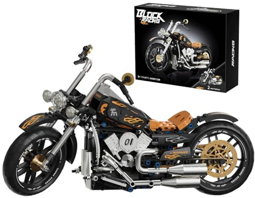 Fuleying Retro Motorrad Bausteine Bausatz, Technik Sportwagen Motorrad DIY Klemmbausteine, 445 Teile Supermotorrad Spielzeug Modell Baukasten, Konstruktions Spielzeug für Erwachsene und Teenager
