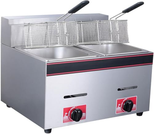 Friteuse de Bureau Professionnelle à gaz en Acier Inoxydable 8l * 2, friteuse à Double réservoir de Propane et de Pommes de Terre au Poulet Frit et aux Chips de Grande capacité, friteuse de