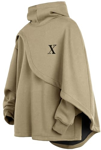 Covisoty Huvtröja Poncho Cape för Herrar, Hip Hop Tröja Med Huva, Unisex Casual Sporttröjor