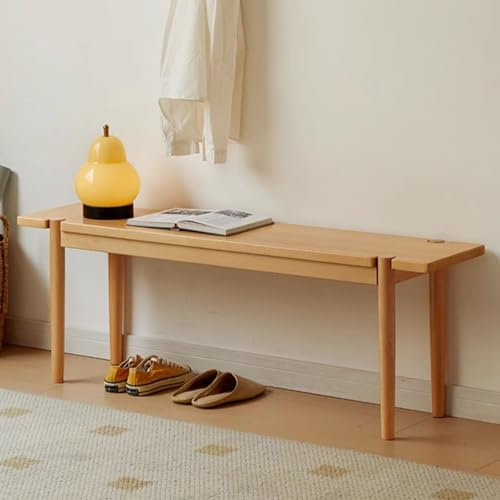 Rustikale Bauernhaus-Essbank aus Holz mit Schuhregal, Organizer, Eingangsbank für Wohnzimmer, Flur, Schlammzimmer, Bettbank, Gelb, 80 cm