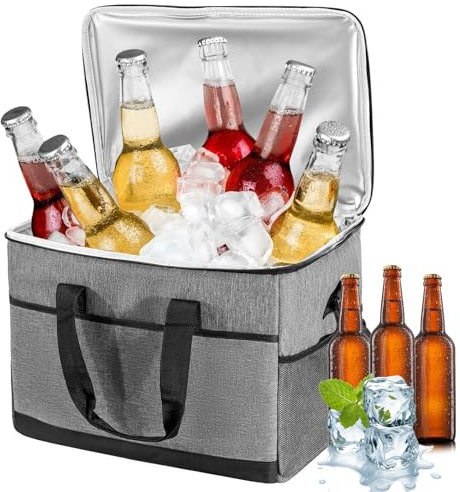 Kühltasche Groß 37L | GLANXY Kühlbox Faltbar Gross, Eistasche, Thermotasche | Picknicktasche | Lunchtasche | Warmhaltetasche | Camping/BBQ/Büro/Picknick/Arbeit | Wasserdicht & Auslaufsicher