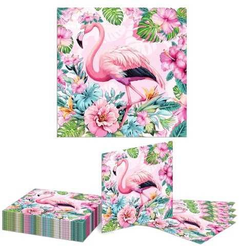 Kotkiddy 20 Stück Flamingo Papier Servietten Happy Flamingo Einmalige Papier Servietten Flamingo Mittagstisch Servietten für Flamingo Festival Abendessen Party (33 * 33cm)