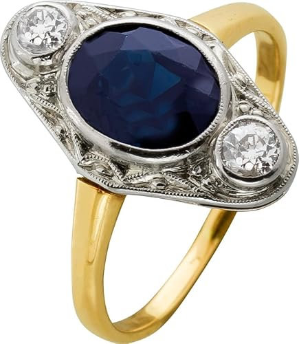 Ch.Abramowicz Diamantring Gold Weißgold 585 14K Spinell Brillanten Antikschmuck 16