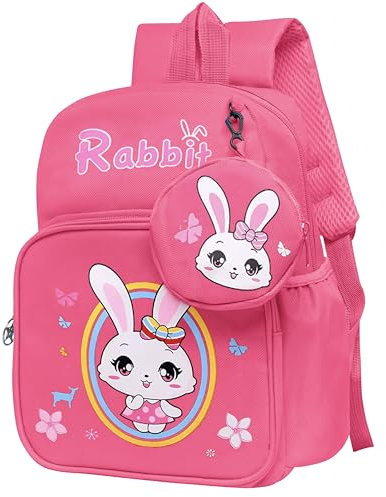 KNGZUNO Toddler Backpack Girls - Nursery Bags For Little Girls Bag - Backpacks For Toddler Girl bag - Baby Rucksack For Nursery Gift For 2 Year Old Girl - Pink Rabbit