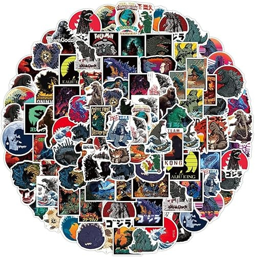 Godzilla Aufkleberpackung von 100 PCs Vinyl Godzilla Aufkleber Godzilla Abziehbilder für Wasserflaschen Laptops Hydro -Flocken Gepäck -Skateboard -Skateboard -Haften Teenager Erwachsene