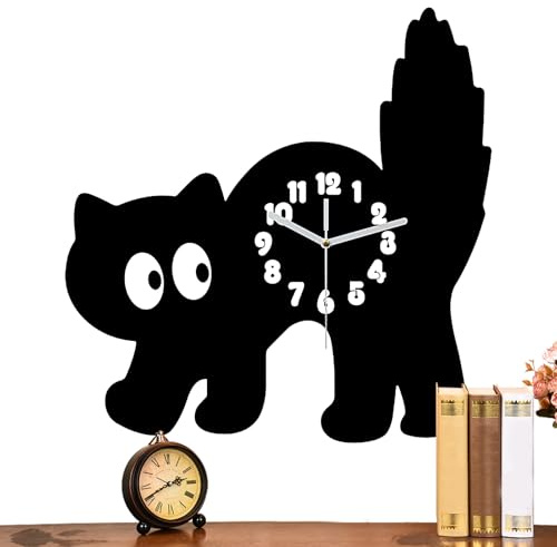 Ruwshuuk Orologio da Parete Gatto | Simpatico Orologio da Parete in Acrilico con Design Animale,Orologio Silenzioso Divertente per Camera da Letto, Soggiorno, Camera dei Bambini e Decorazione Murale