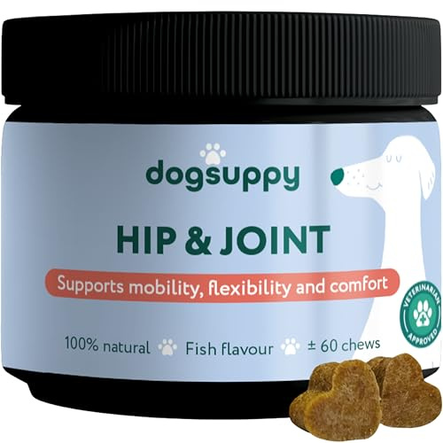 DogSuppy Hip & Joint Chews For Dogs - Supports Mobility, Flexibility & Comfort, 100% Natural ingredients - Glucosamine, MSM, Collagen, Green-lipped mussel, For Small, Medium & Large Dogs | 100% Natural, 60 Soft Chews, Science-backed formula, Glucosamine, Collagen, MSM, Vitamine C, Green-lipped mussel for Dogs