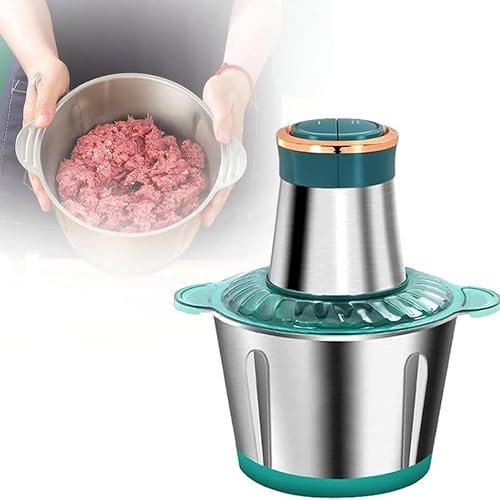 Tritacarne Elettrico da 2 l/3 l, Regolazione a 2 velocità, tritacarne Multifunzionale in Acciaio Inox, per Carne, Verdure, Frutta e Noci