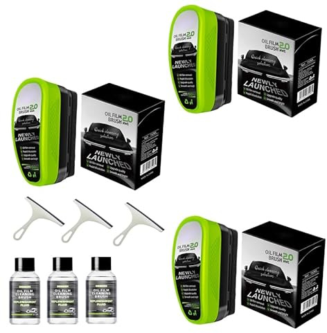 Nettoyant Voiture, le Nettoyant Révolutionnaire Pour Pare-Brise (150ml + 50ml), Film Oléophobe Pour Vitres D'automobiles (3, Nettoyant Voiture+Recharge+Brosse)