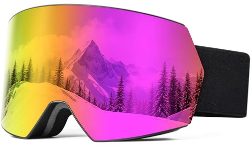SPOSUNE Ski Goggles OTG Anti-Fog Snow Goggles for Men Women, UV400 Protection Snowboard Goggles for Skiing & Snowboarding