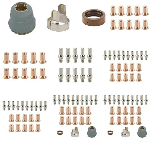 Accessori di consumo per taglierina al plasma CUT60, bocchette per elettrodi, ugelli e cappuccio di schermatura con guida verticale per taglio di precisione (kit da 23 pezzi da 0,9 mm)