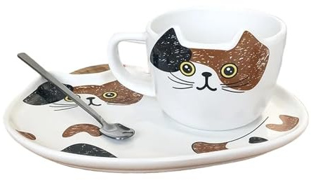 HKYBCF Tasses à café et soucoupes Tasses à café en céramique 200 ML, Ensemble de Vaisselle avec Plateau et cuillère, Joli Restaurant for Le thé de l'après-midi(Color2)