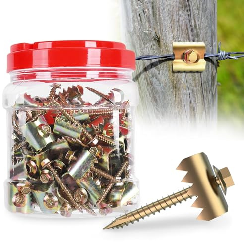 400 Pcs 2'' Fence Staples, Reusable Fence Fasteners with Wire Fixer, Fence Nails for Wire Mesh and Woven Fencing, Quickly Install Fence Screws with Cordless Drill