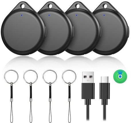 TECKNET Air Tracker Tag Schlüsselfinder, Smart Tag Kompatibel mit Apple Wo ist? APP (Nur iOS), Wiederaufladbar, Wasserdicht, Bluetooth Key Finder für Gepäck/Taschen/Key/Haustier(4er Pack)