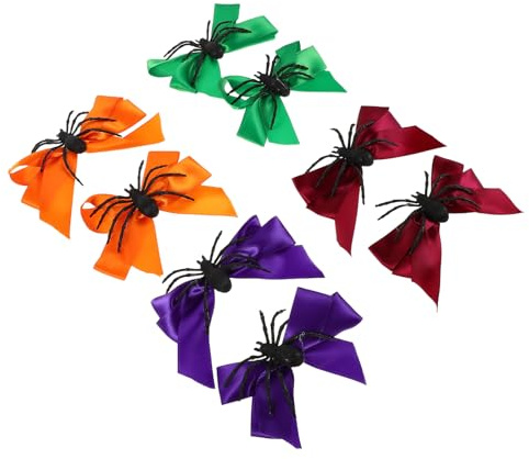WEKADRIN 8 Pièces Halloween Bow Hair Clips pour Femmes Épingle à Cheveux Araignée Créative Accessoires Cosplay Colorés pour Fête et Nouvel An Noeud Ruban