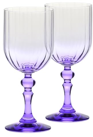 Vinglas KROSNO 300 ml med lila fot, set om 2 – för rött och vitt vin, mocktails och vatten – blyfritt kristallglas – tål diskmaskin – Celebration Moments Bubble