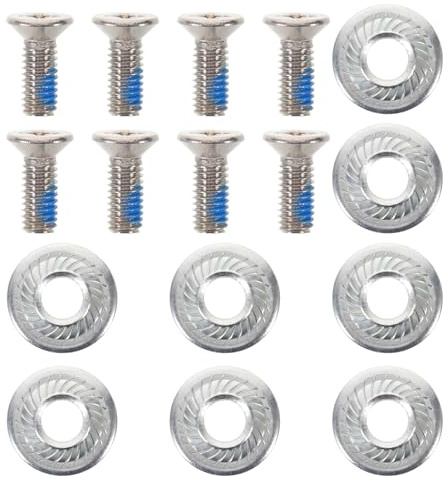 JOINPAYA 8 Tornillos de Acero Inoxidable con Arandelas para Fijaciones de Snowboard, Kit de Reparación Ligero Compatible con Encuadernaciones Estándar, Accesorios para Esquí de Montaña,