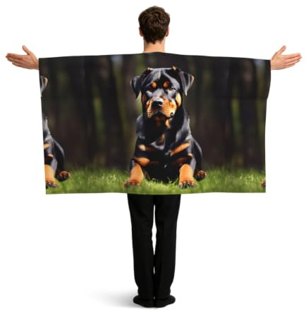 PUYhgb Rottweiler tapet tryck bärbar flagga cape, fri rörelse flagga kostym för match visning & gatumofest