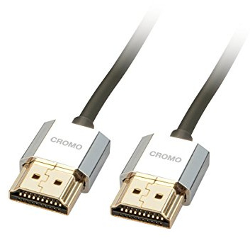 Lindy - Cavo HDMI 2.0 CROMO Slim 0.5 Metri, Cavetto High Speed 4k 60Hz 18G 3D 1080p HDCP 2.2 HDR Certificato ARC, CEC, ATC, Compatibile con TV, Monitor, Xbox, PS4, PS5, Blu-ray, Soundbar con Ethernet