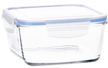 Générique 8012716 Superblock Dose mit Deckel, eckig, Glas, 18 x 18 x 6,5 cm, 140 cl, Transparent