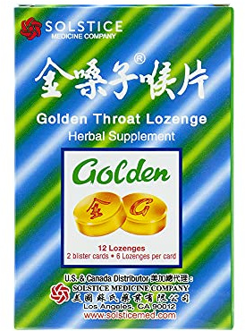 Golden Throat Lozenge Cough Drops (Jinsangzi Houpian) 12 Drops (2g) X 8 Pack
