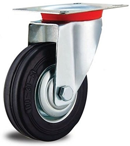 EXCOLO Rolle Transportrollen Vollgummi Reifen 80mm Gummi schwarz Kugellager (Lenkrolle 80 mm)