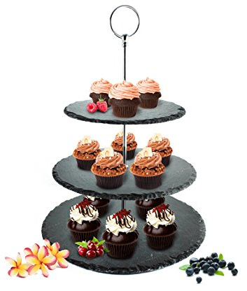 Présentoir à gâteau 3 étages, Ø 30 cm, en ardoise